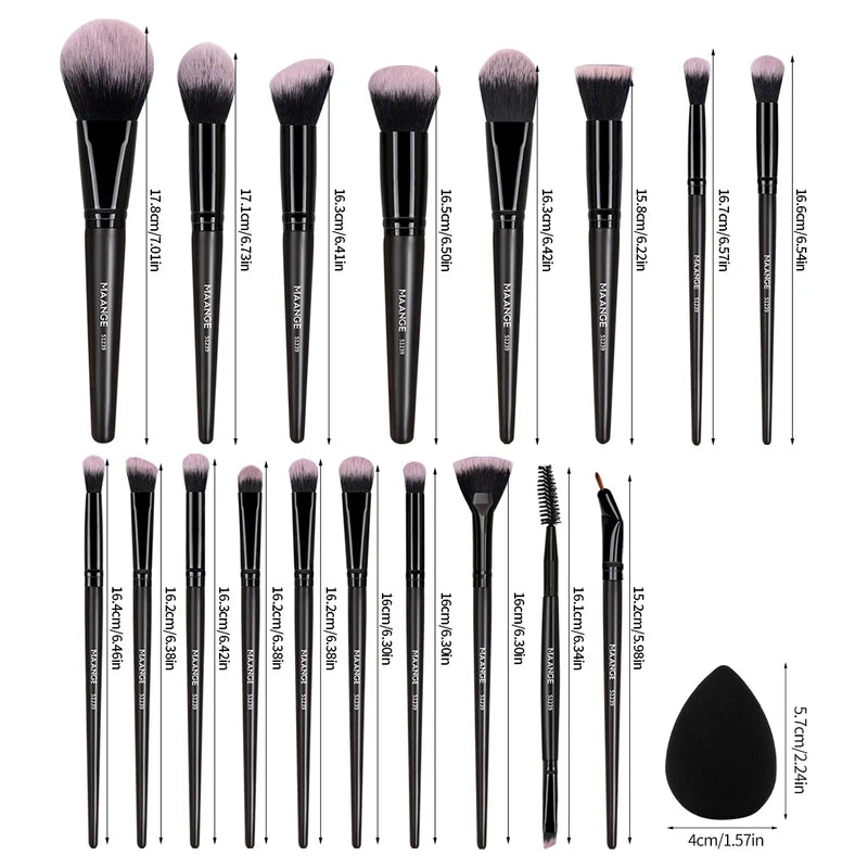 18-Piece Professional Makeup Brush Set with Blender Sponges - Beauty Tools