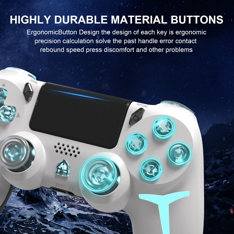 Wireless Game Controller for PS4, PS3, PC with RGB Lighting & Bluetooth