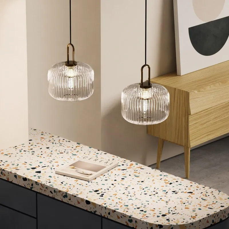 Minimalist Glass Pendant Light for Kitchen & Dining Room - Modern LED Hanging Lamp