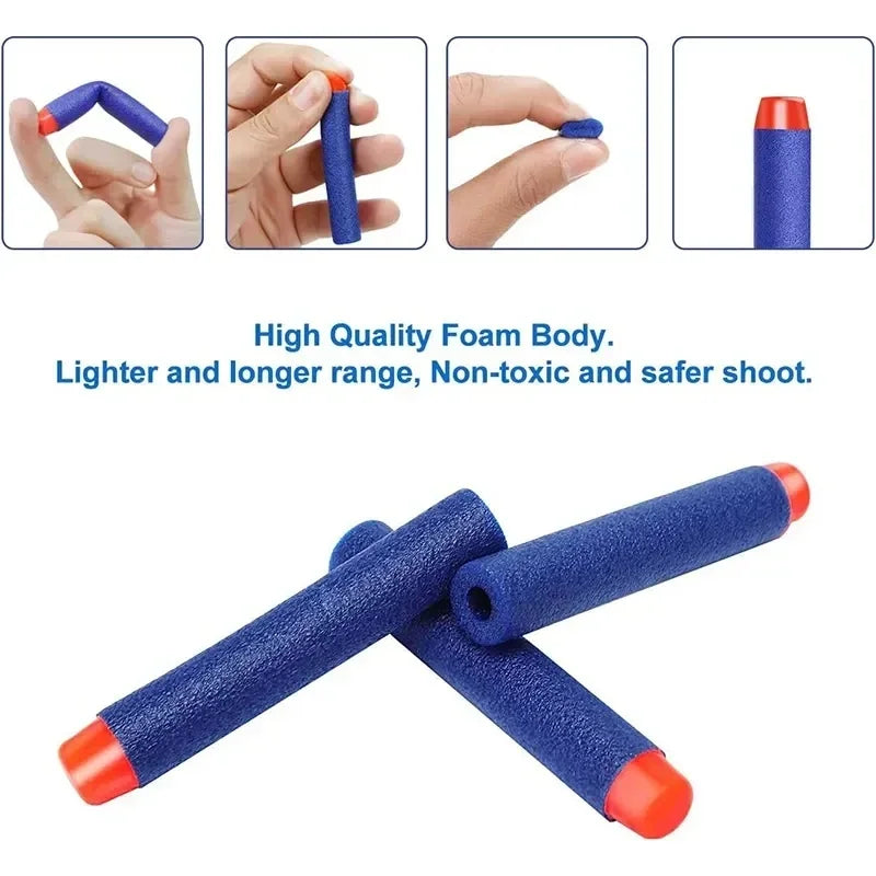 Kids Toy Gun Refill Darts 7.2cm - 100pcs Blue Solid Round Head Bullets