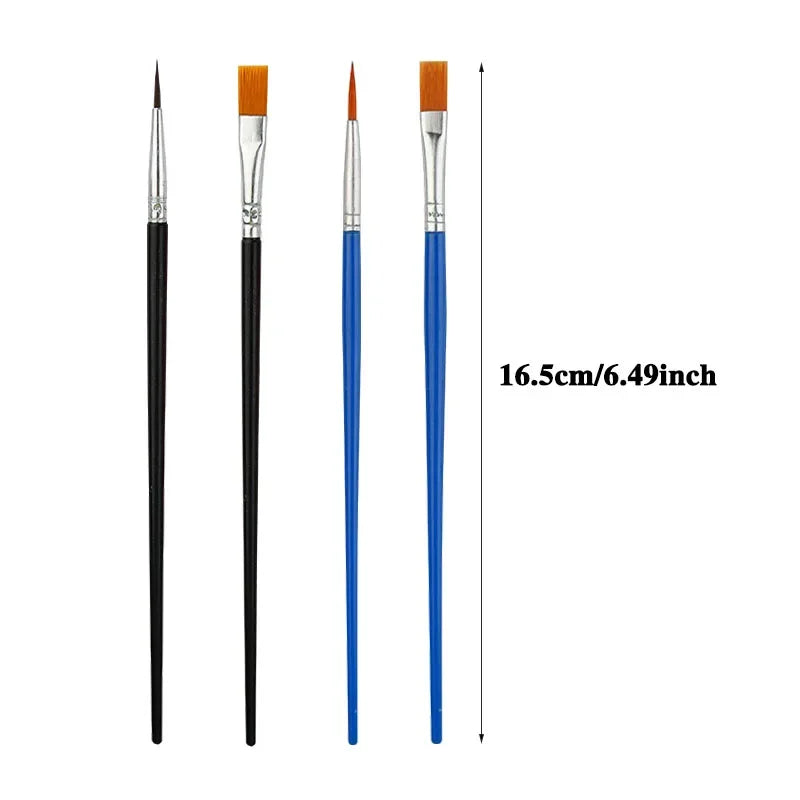 Art Paintbrush Set 12/24 Pcs | Round & Flat Hair Nylon Brushes for Oil, Watercolor & Acrylic Painting