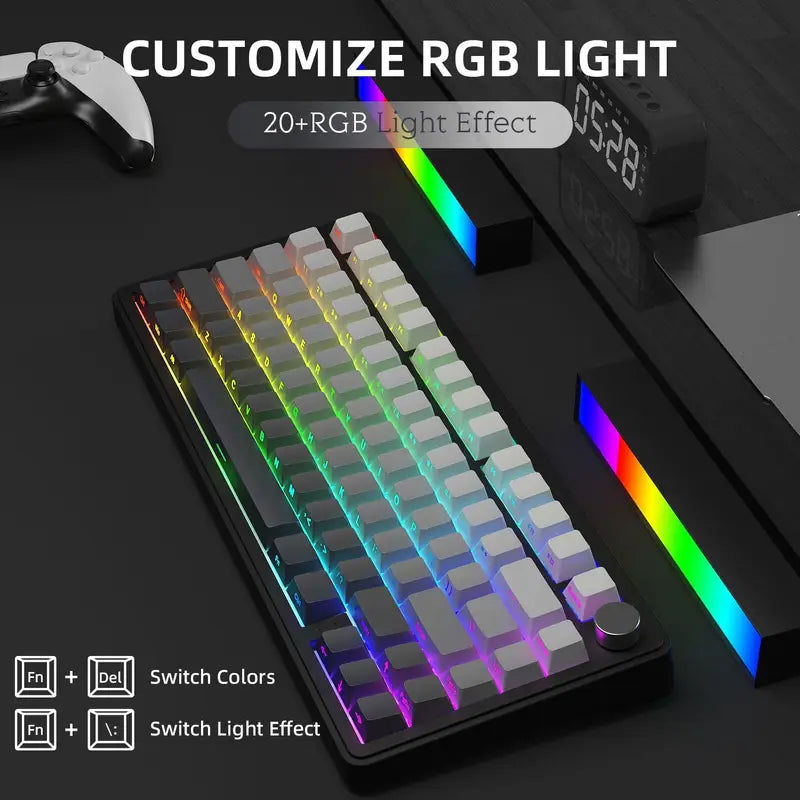 Wireless Mechanical Gaming Keyboard 82 Keys RGB Hot Swappable Custom TKL Gasket Structure
