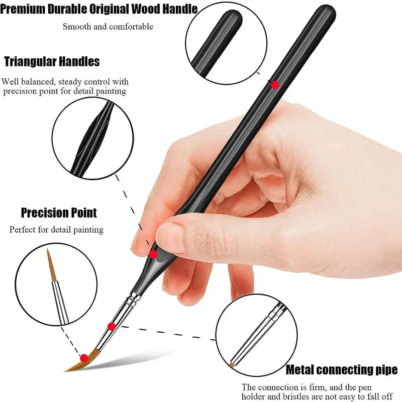 10-Piece Fine Detail Paint Brush Set for Miniatures, Nails, Face & Art