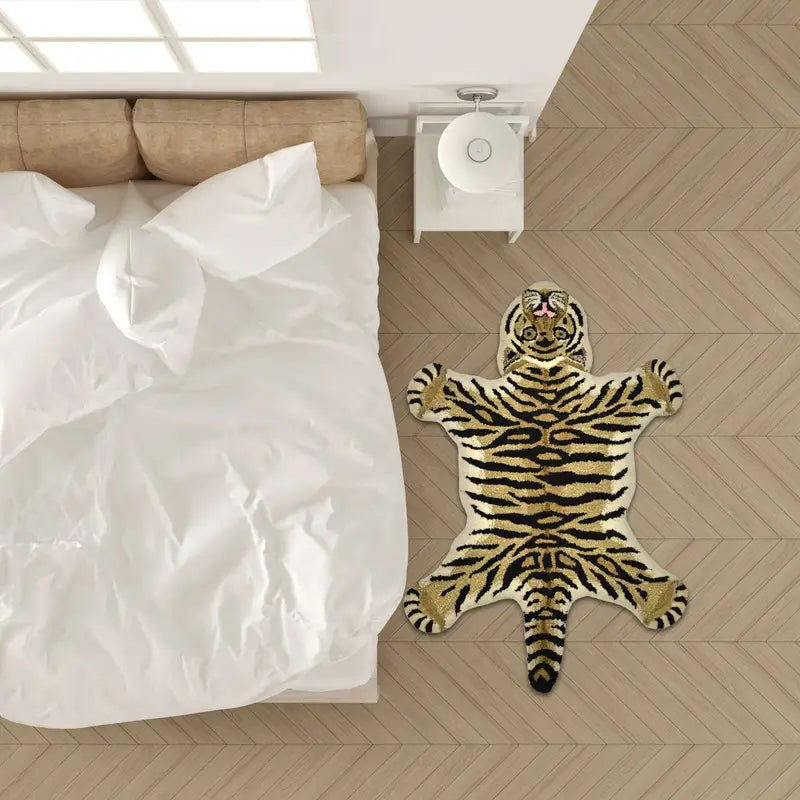 Cartoon Leopard Print Carpet for Bedroom Living Room Non-Slip Foot Mat Home Decor