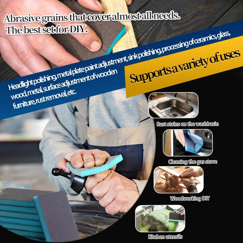 8-Piece Double-Sided Sanding Pads Set for Car & Furniture Polishing - Multiple Grits