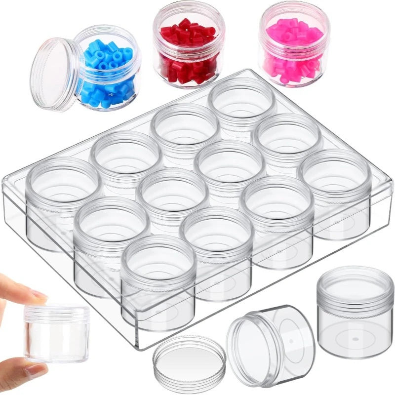 Set of 10 Clear Plastic Cosmetic Storage Containers with Lids - Portable Makeup Jars
