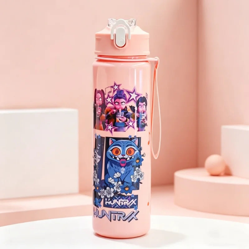 Cute Cartoon Water Bottle with Lanyard - Leakproof, Large Capacity, Portable, Kids & Adults