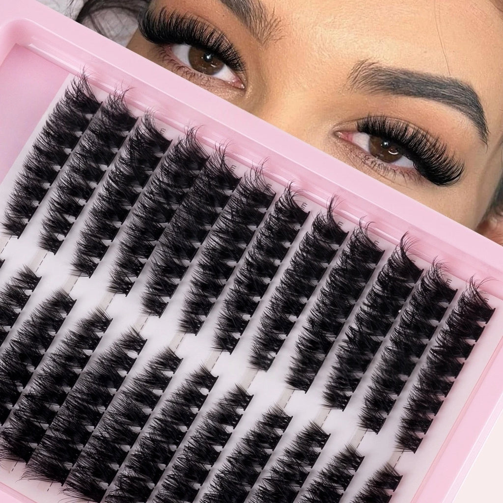 Cluster Lash Extensions 240pcs 40D Mixed Length Reusable Natural Look False Eyelashes