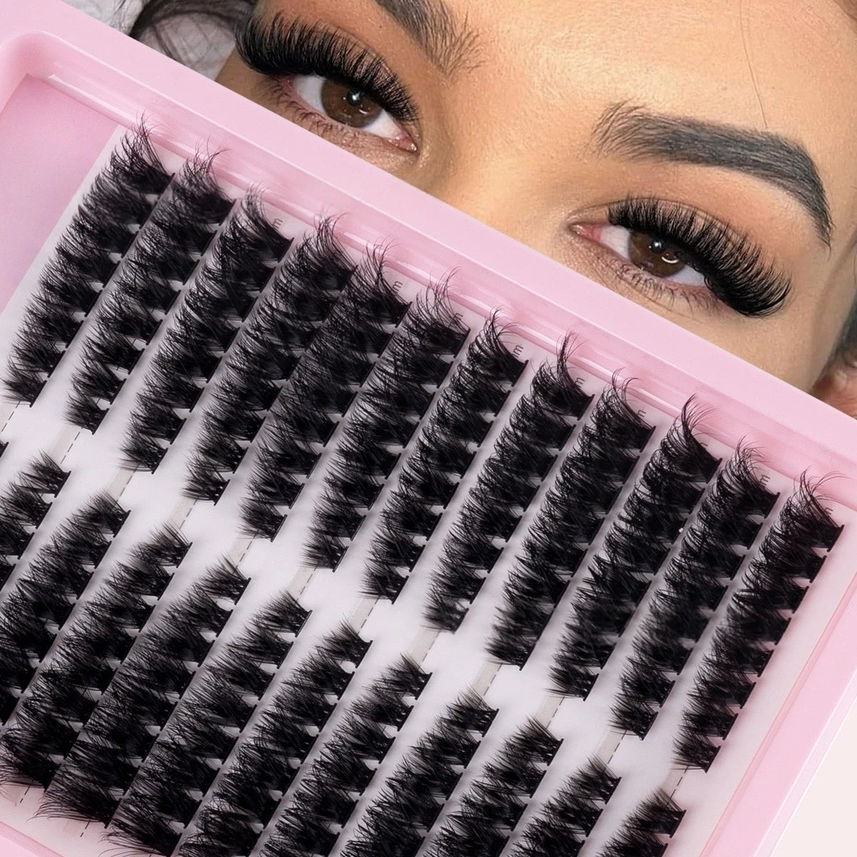 Cluster Lash Extensions 240pcs 40D Mixed Length Reusable Natural Look False Eyelashes
