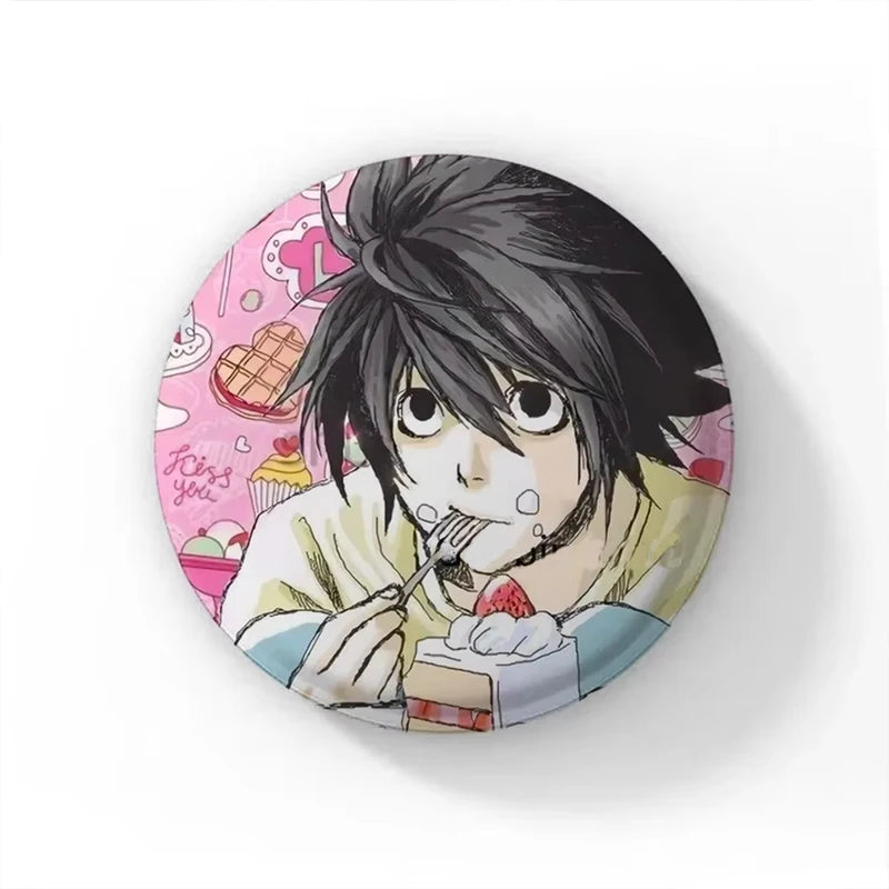 Death Note Anime Enamel Pins Handmade Round Brooches Cosplay Badge for Backpacks & Jewelry