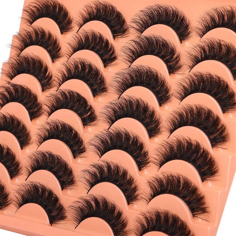 14 Pairs Russian Mink Fluffy 3D False Eyelashes Makeup Set - Thick & Messy Look