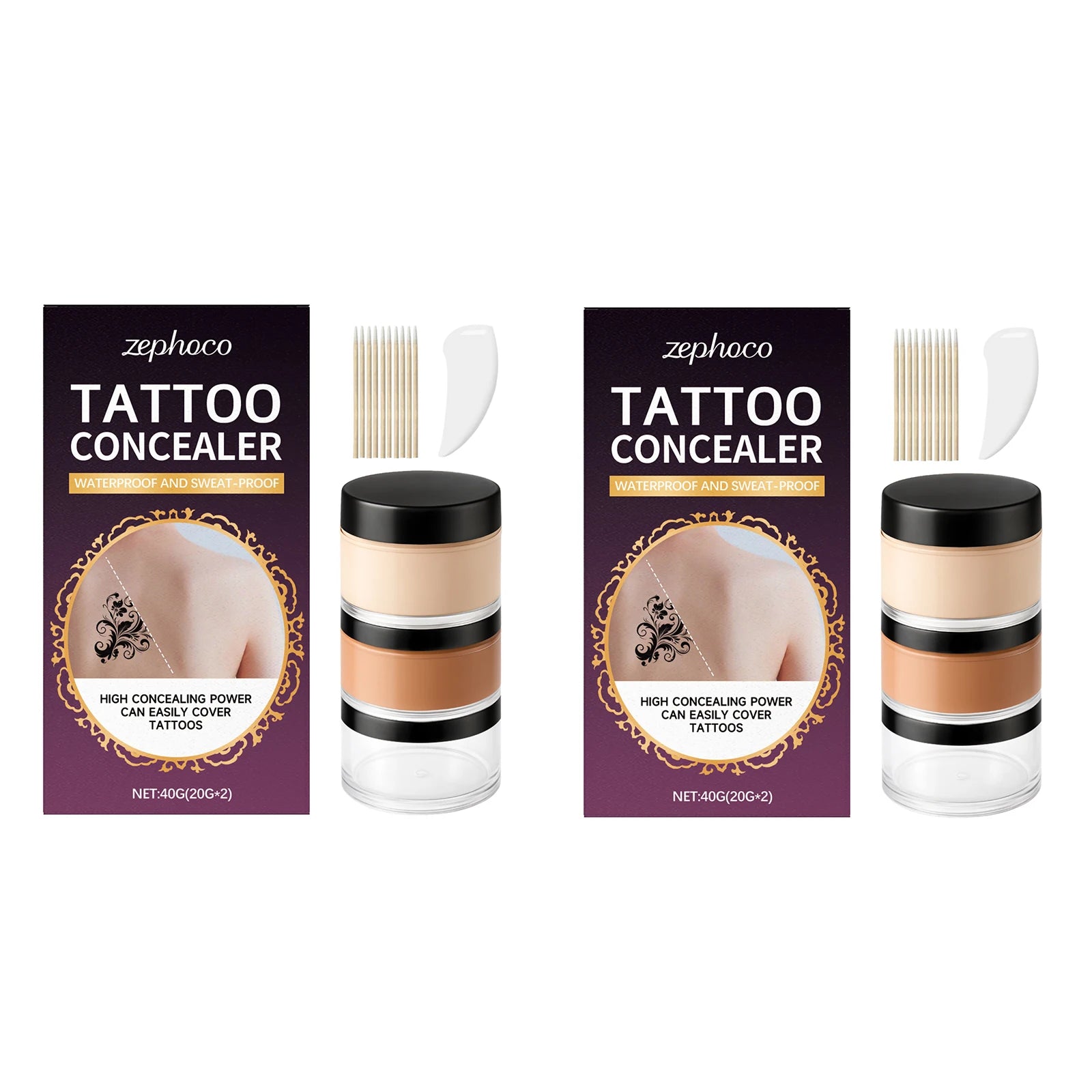 High Coverage Body Concealer Set for Tattoos Scars & Blemishes Waterproof & Long Lasting