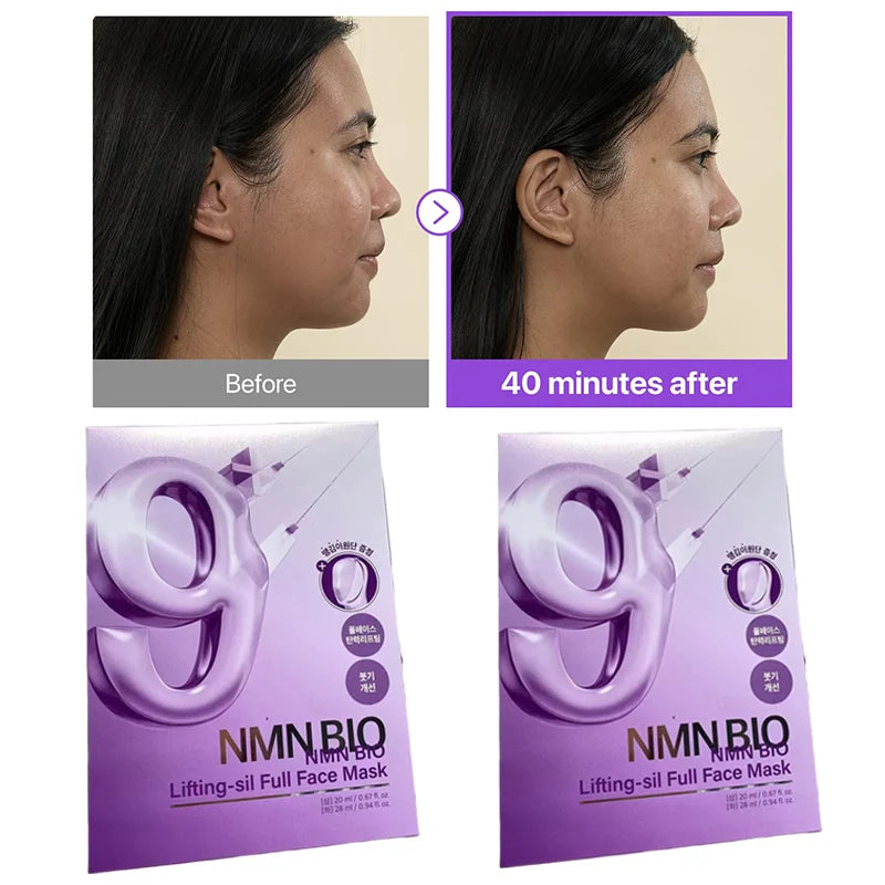 Instant Firming Face Mask with Peptides & Collagen - 4 Sheets & Lifting Band