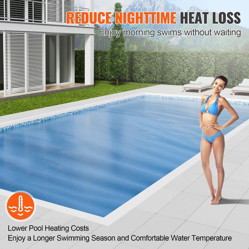 Rectangular Solar Pool Cover - Insulation & Water Evaporation Reduction, 12 Mil Thickness