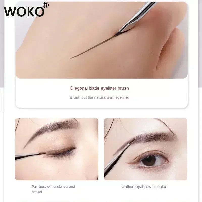 Precision Eyeliner and Eyebrow Makeup Brush - Ultra Thin Flat Angle Detail Tool
