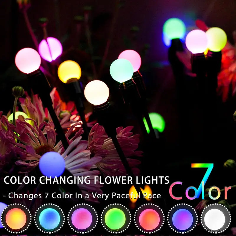 10 LED Solar Firefly Garden Lights Waterproof Outdoor Pathway Lamps