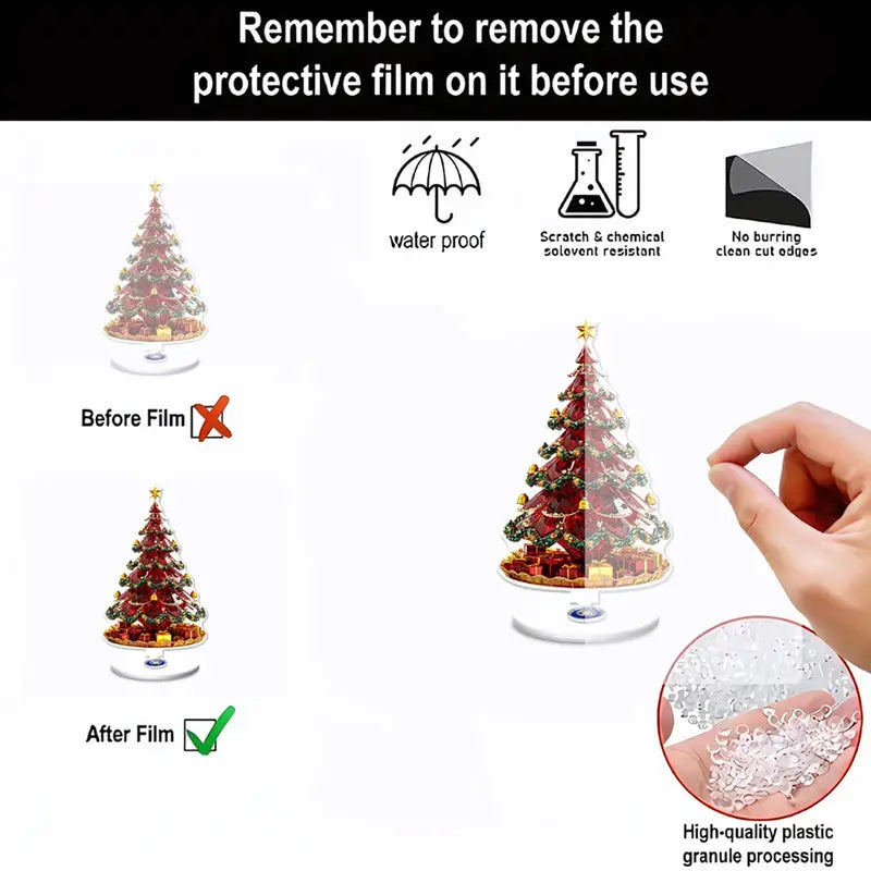 Christmas Acrylic Centerpiece with Rotating Sign - Festive Holiday Table Decor