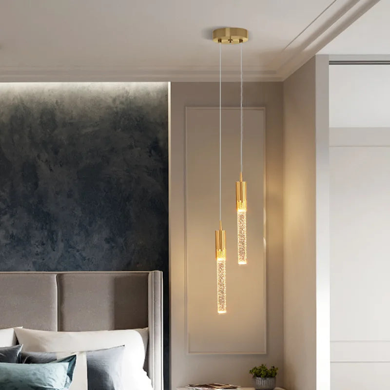 Modern Crystal Pendant Light Fixture for Living Room and Bedroom - Adjustable Color & Brightness