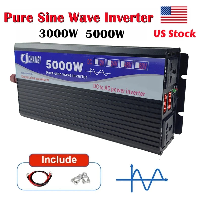 Pure Sine Wave Inverter 3000W 5000W DC to AC Converter for Solar RV Home
