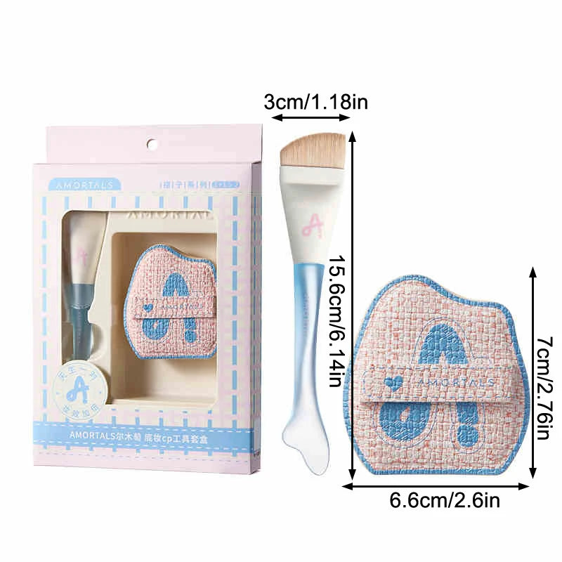 Ultra-Thin Makeup Brush Set with Powder Puff - Traceless Foundation & Angled Face Brush