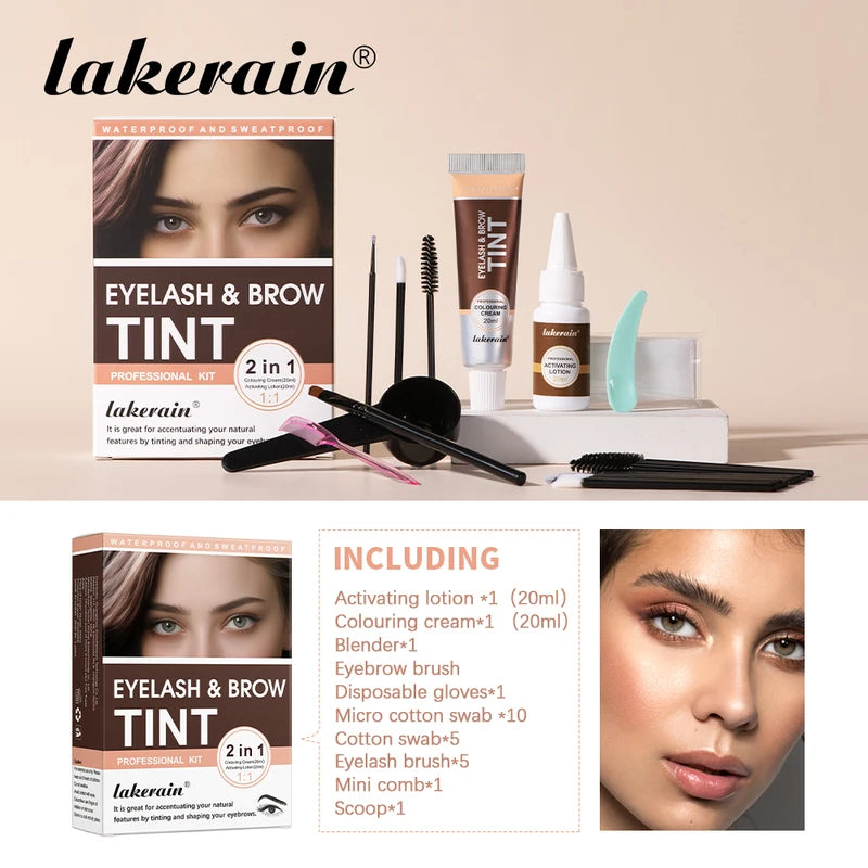 Professional Waterproof Eyebrow Tint Dye Kit Long-Lasting Semi Permanent Home Use