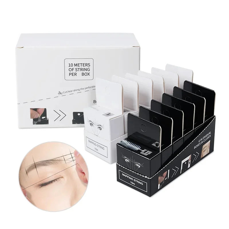 Microblading Mapping String Set - Ultra-Thin Pre-Inked Eyebrow & Lip Measurement Tools