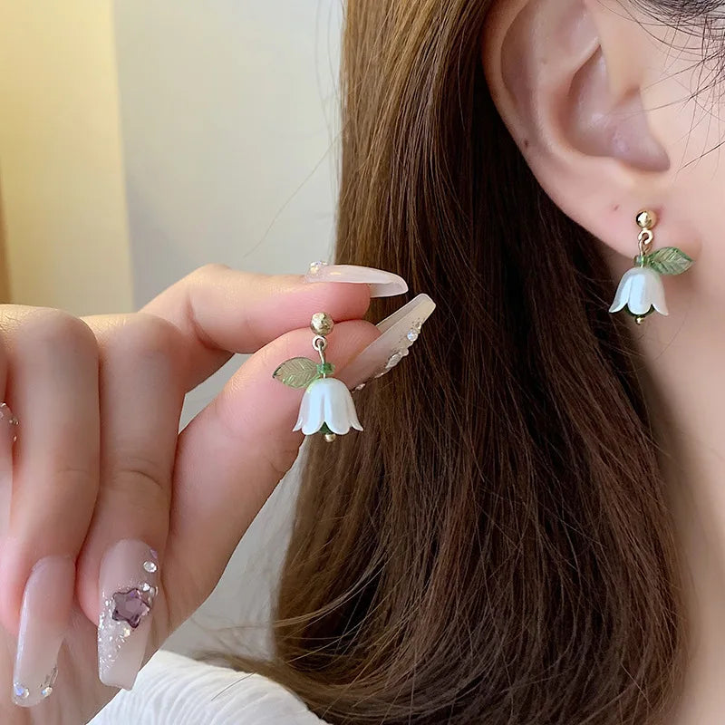 DIY Jewelry Making Pearl Bell Orchid Pendants with Leaf Flower Charms - Multiple Colors