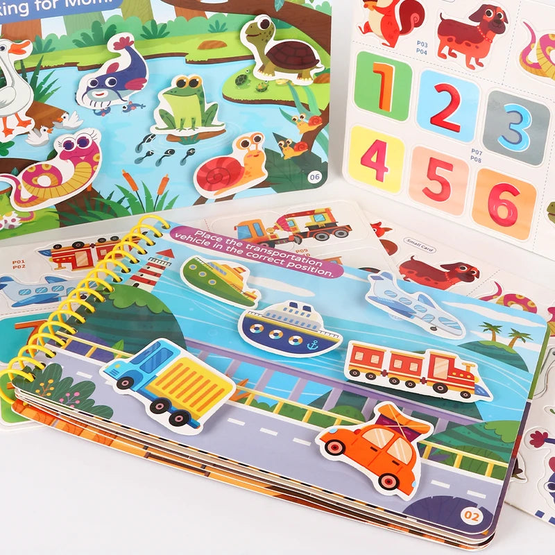 Children Busy Book 4 Themes Sticker Activity Book Educational Montessori Toy