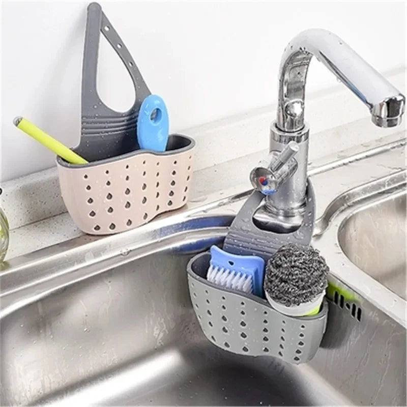 Suction Cup Kitchen Sponge Holder with Drainage Rack - Wall Mount Organizer for Sink