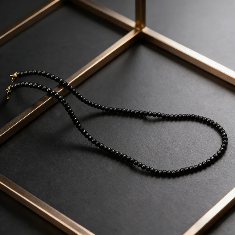 Men's Lava Bead Necklace with Healing 7 Colors Adjustable Short Collar