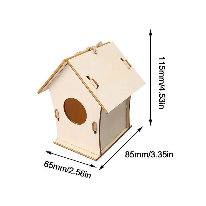 Wooden Outdoor Hanging Bird Cage Birdhouse - DIY Rustic Garden Nester