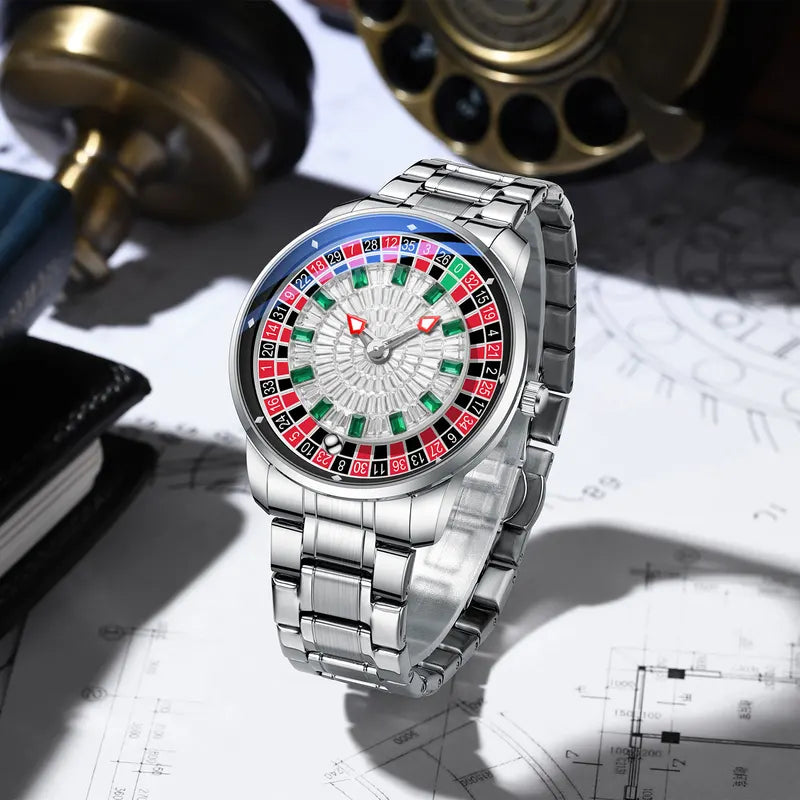 Luxury Quartz Wristwatch with Rotating Dial Waterproof Men’s Watch