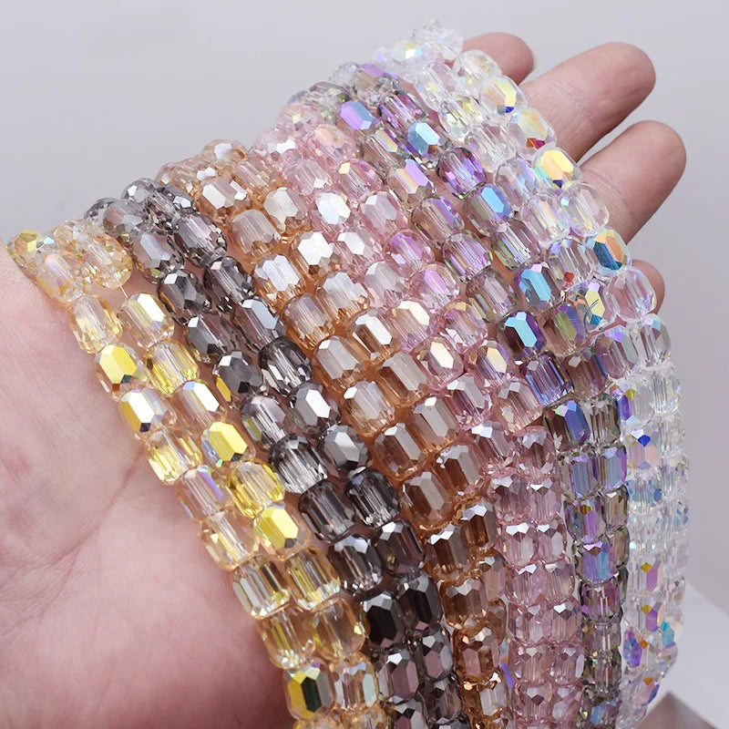 Faceted Glass Beads - Barrel Shape Cylinder Tube Spacer for Jewelry Making - 8mm, 30Pcs