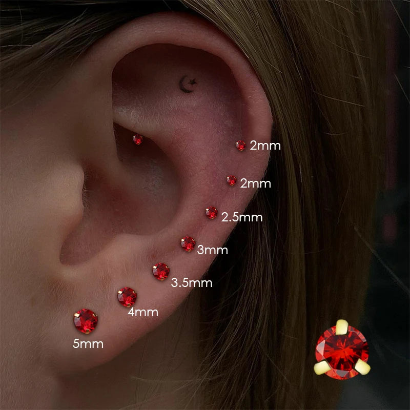 Cubic Zircon Stainless Steel Piercing Earring for Men Women - Cartilage Helix Tragus Stud Jewelry