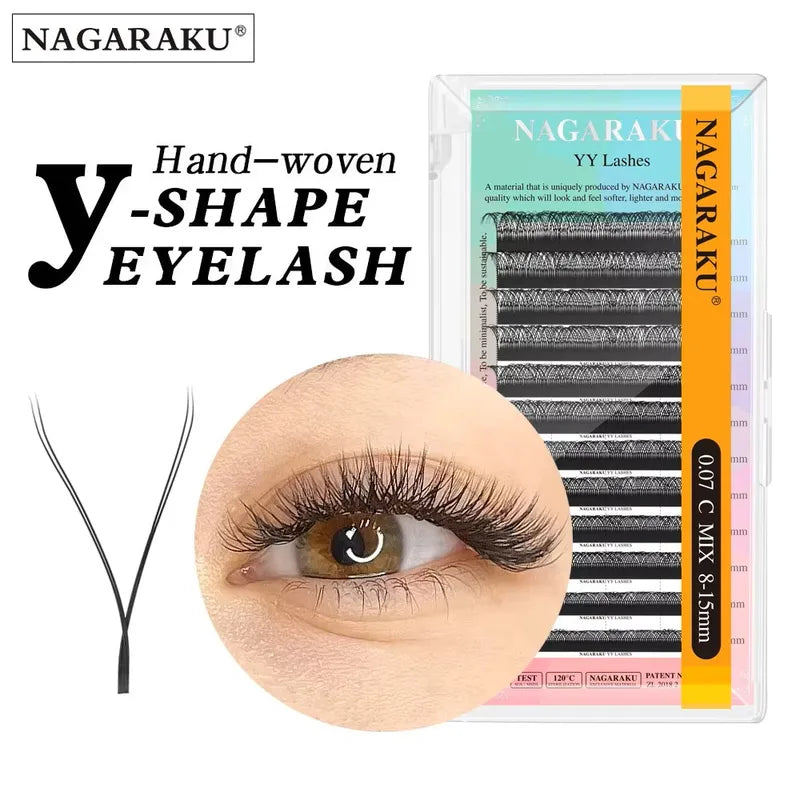 Premium Cross Shape Eyelash Extensions - Soft Natural Mink Material, Hand-Woven, Multiple Lengths & Curl Options