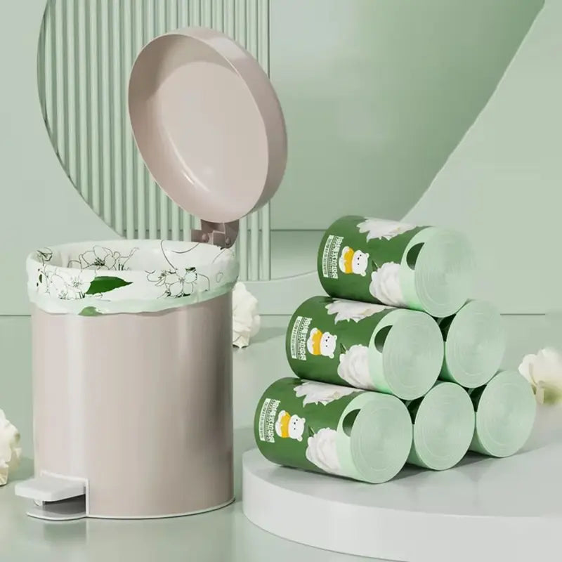 Heavy-Duty Drawstring Garbage Bags Pack - Thickened Plastic Trash Bin Liners