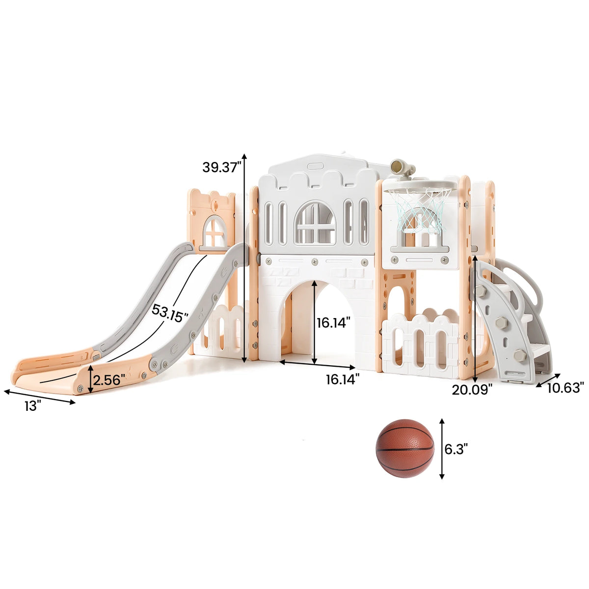 8-in-1 Toddler Indoor Playground with Slide and Basketball Hoop, Kids Outdoor Playset