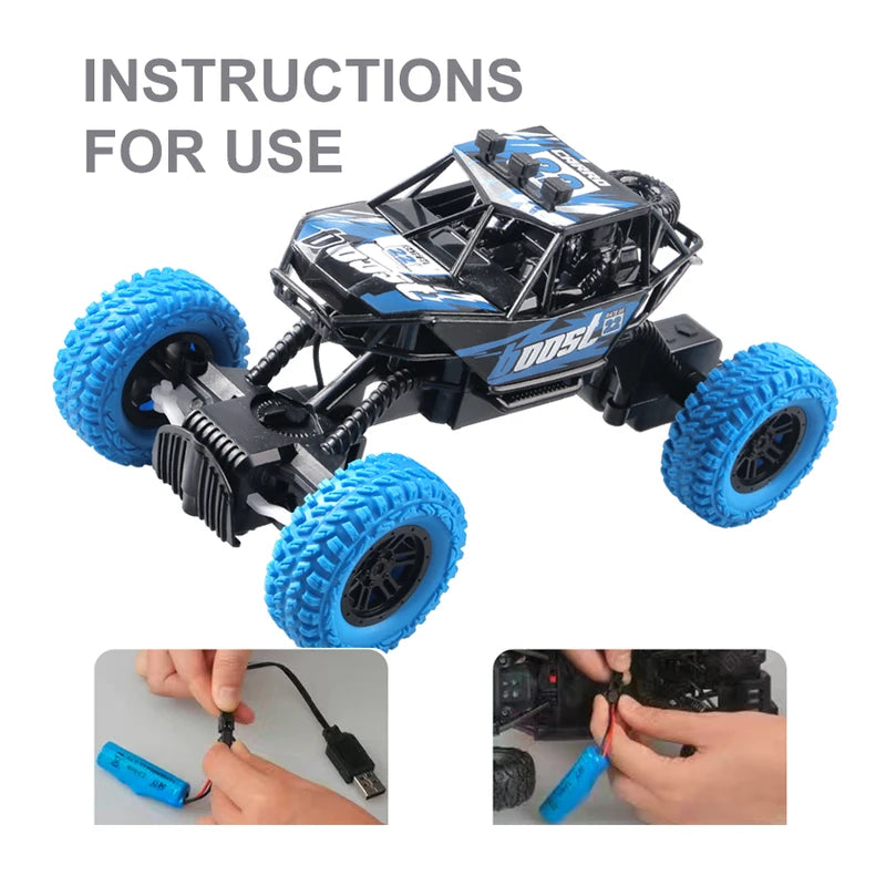 Remote Control Off-Road Car with Colorful Flashing Lights and Rubber Wheels - Suitable for Kids