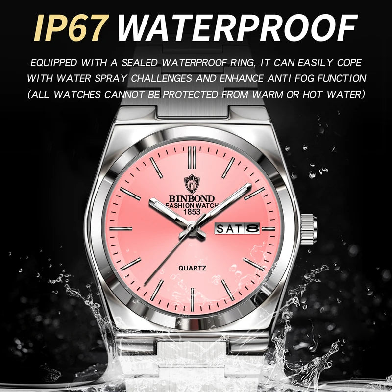 Luxury Women's Quartz Watch Waterproof Luminous Auto Date & Week Display