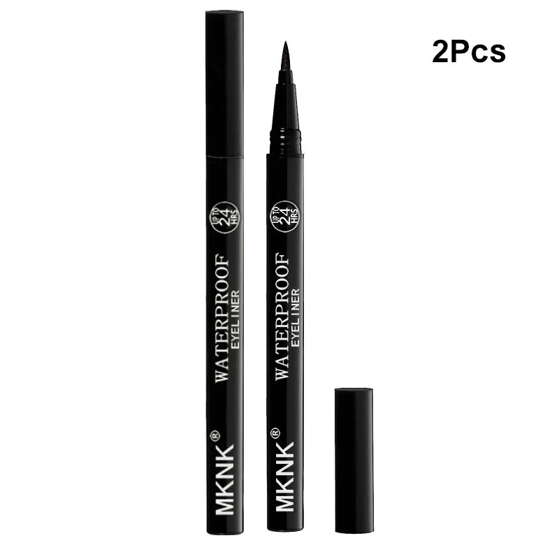 Waterproof Black Eyeliner Pencils - Smudge-Proof & Long-Lasting, Beginner-Friendly Makeup Set