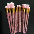 Diamond-Studded Makeup Brushes 12-Piece Set Garnished with Gems for Foundation Concealer