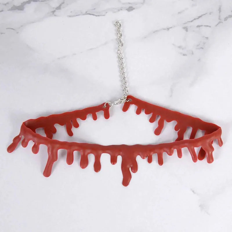 Halloween Bloody Dripping Necklace Horror Vampire Choker Cosplay Accessory