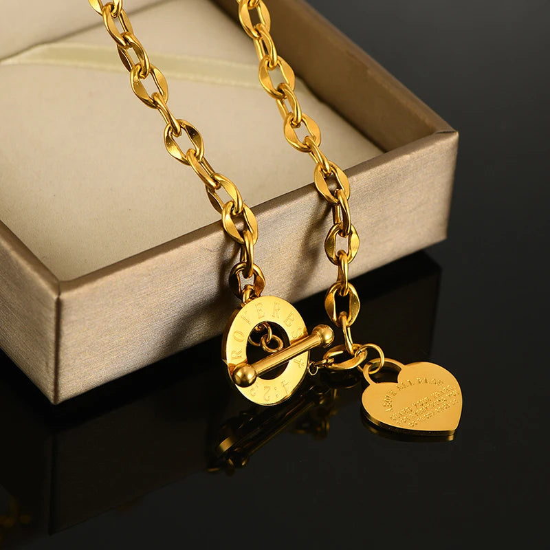 Heart-Shaped Stainless Steel Engraved Necklace for Daily Wear & Travel