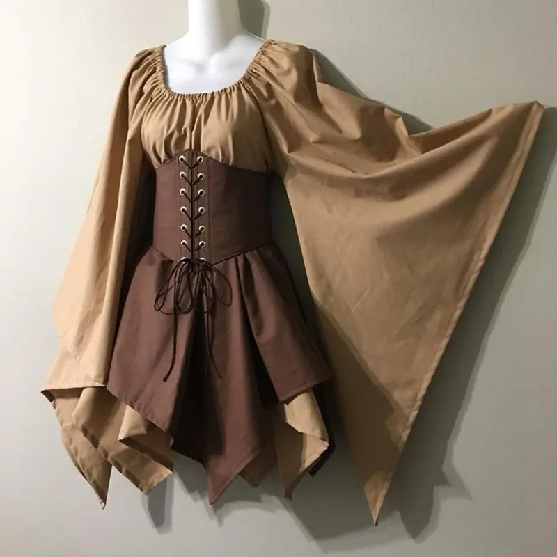 Halloween Fairy Elf Costume for Women Princess Cosplay Vintage Dress