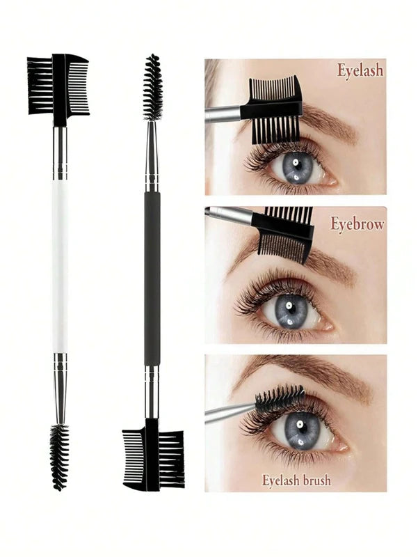 3-in-1 Eyebrow and Eyelash Shaper Makeup Brush Set with 3 Spoolie Heads