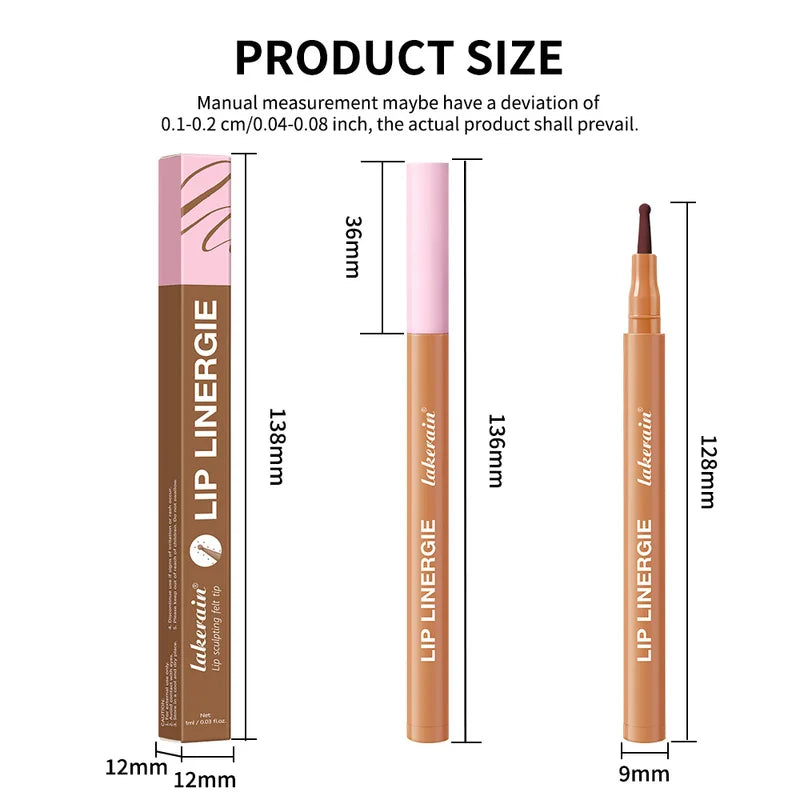 Waterproof Lip Liner Pencil - Long Lasting, No Transfer, 8 Colors, Flexible Felt Tip