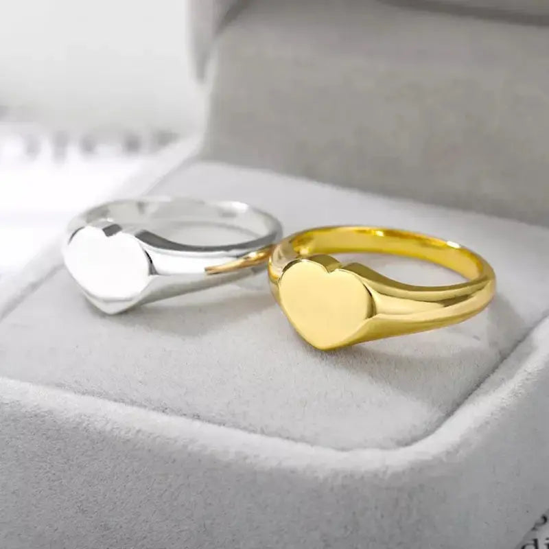 Waterproof Stainless Steel Heart Ring for Women - Stylish Non-Fading Jewelry