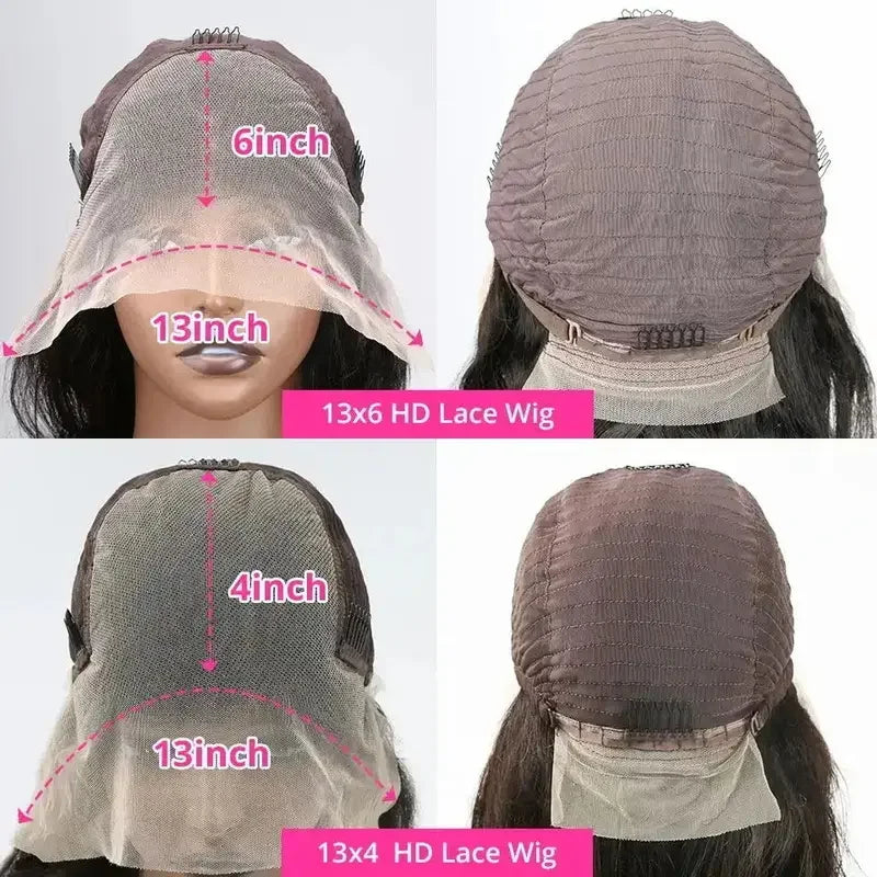 Peruvian Body Wave Human Hair Wigs 13x6 HD Lace Front Glueless Closure - 40-42 Inches