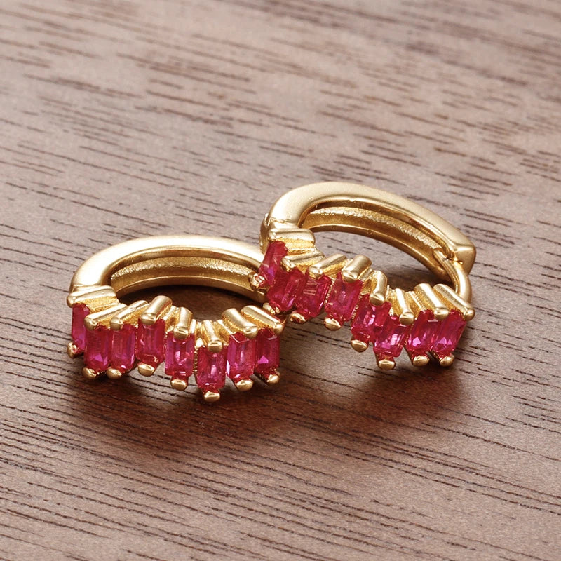 2PCS Stainless Steel Irregular CZ Zircon Hoop Earrings for Women - Small Huggie Cartilage Jewelry