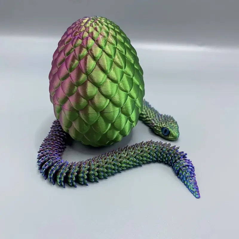 3D Printed Snake Surprise Egg Decorations - Flexible Joints, Set of 4 for Enthusiasts